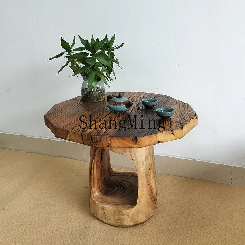 CL  wind coffee table solid wood balcony Zen tea table  creative living room sofa side few old elm
