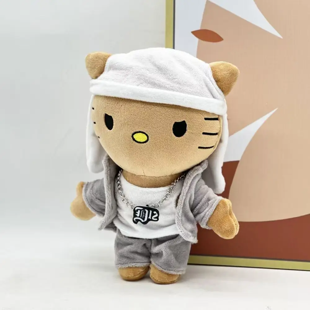 24cm Hello Kitty Selena Eminem Cartoon Plush Doll White Hat Boy Figure Stuffed Toys Cute Cat Boys Girls Christmas Birthday Gifts