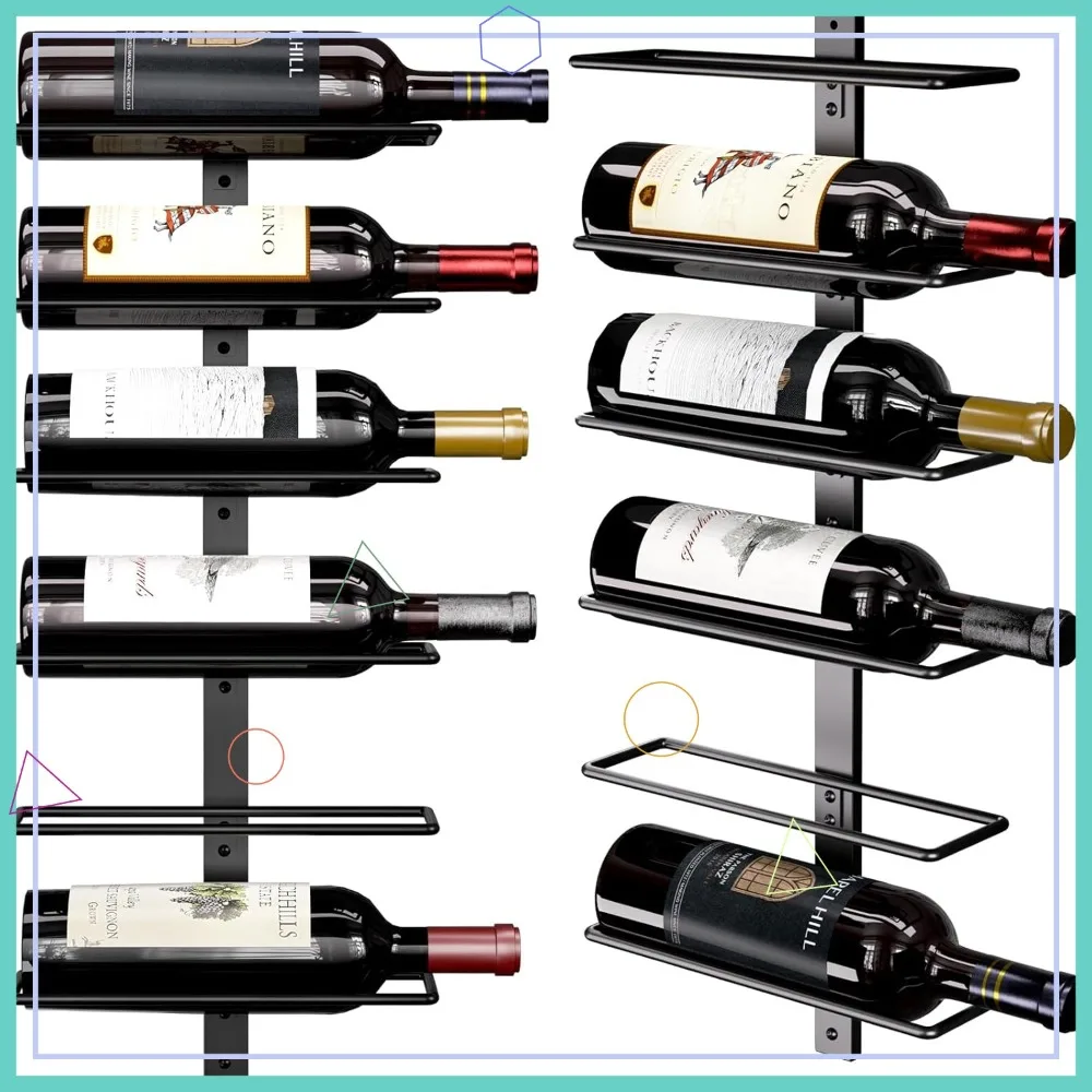 

Настенный держатель для вина на 12, бутылки, металлический подвесной держатель для домашнего бара, кухни, столовой черного цвета