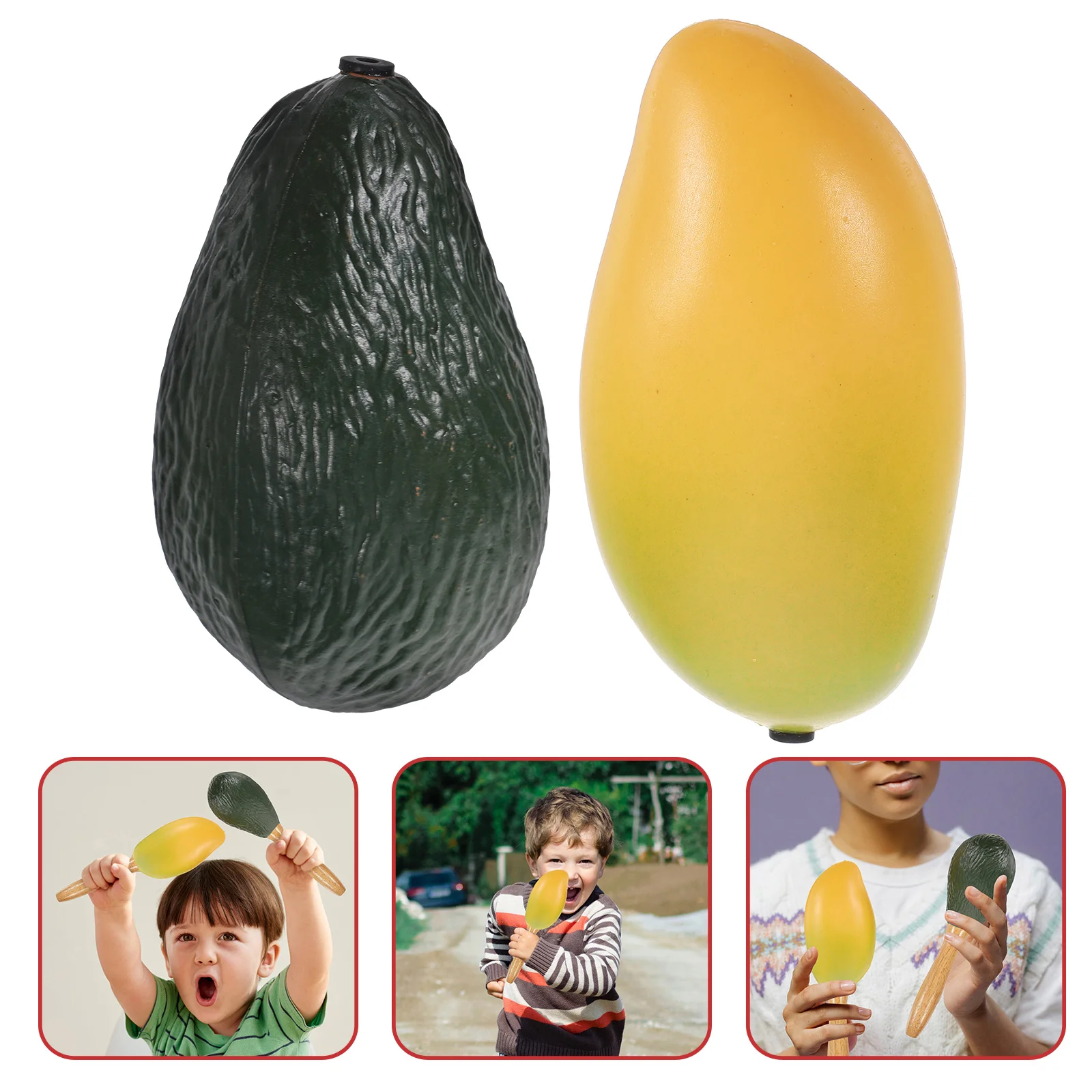 

2 Pcs Simulated Fruit Sandbox Toy Music Instruments Childrens Toys Maracas Bulk for Toddlers Mexican Avocado Mini Party Favors