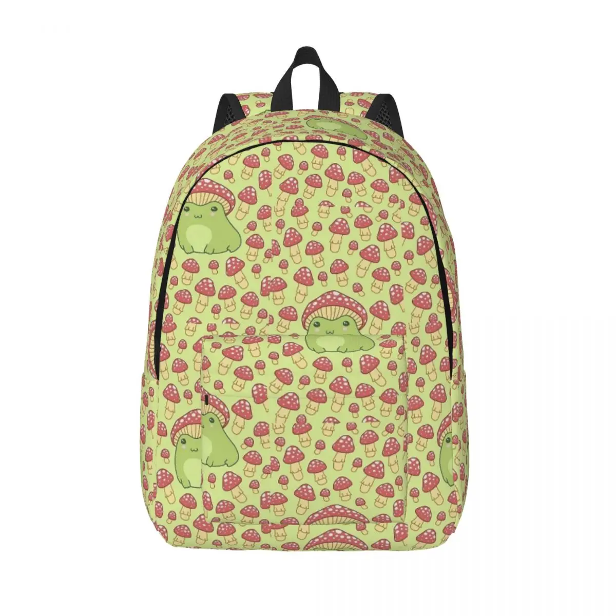 Kawaii Frog With Mushroom Hat Backpack Kindergarten Primary School Student Mycologist Bookbag Boy Girl Canvas Daypack Outdoor