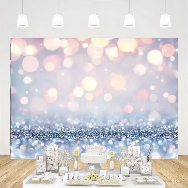 

Hazy Gold Spots Bokeh Backdrop Dreamy Silvery White Photography Background Kids Adult Party Decoration Photo Shooting Props