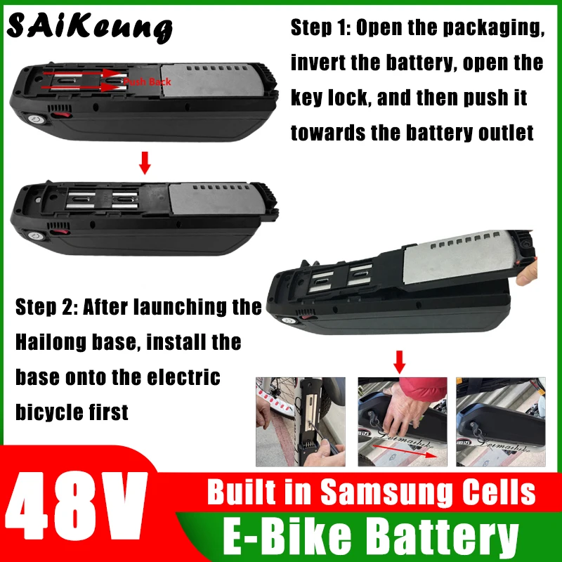 Batterie Voor Elektrische Fiets 48V 20ah 24ah 30ah 40ah 50ah 60ah Hailong batterie 48V batterie al litio 300W-2000W muslimate