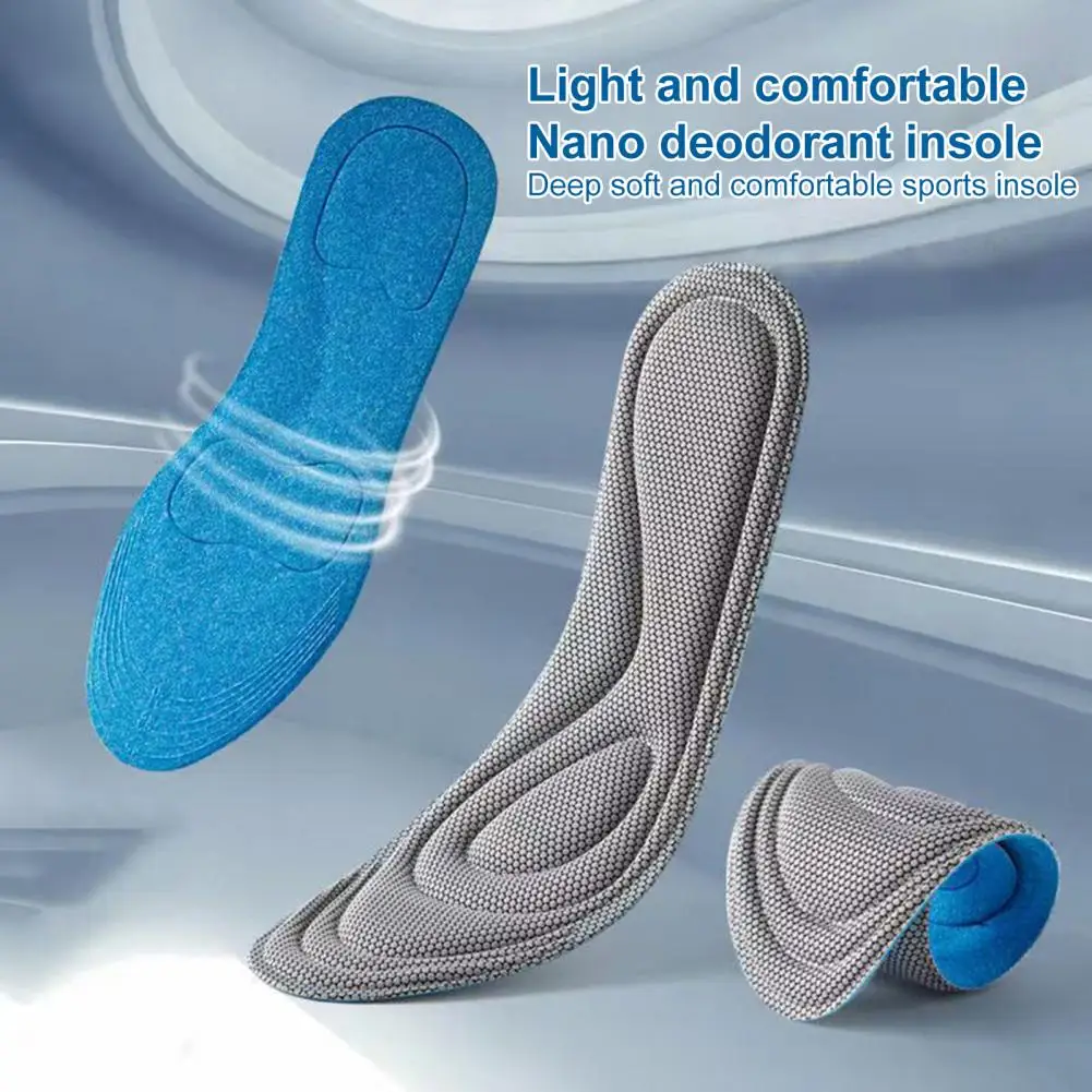 Women Men Insoles Wear-resistant High Elasticity Solid Color Nano Deodorant Shoes Insoles Men Insoles Sweat Absorption