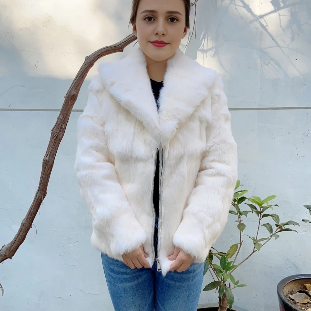 Fancy Rani Real Rabbit Fur Coat Women Winter Jacket Natural Leather And Fur Promotion Clothing Female On Offer With 2023