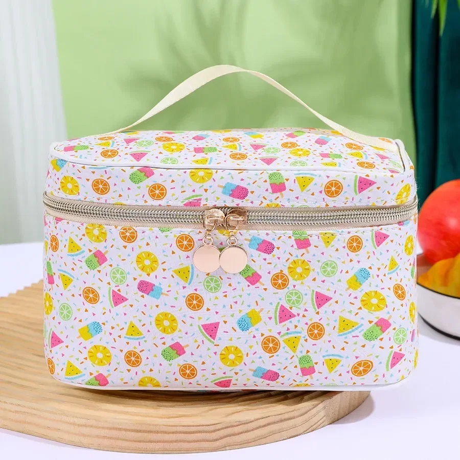 New Large Capacity Handheld Makeup Bag Ins Cute Fruit Cosmetic Bag Women Makeup Pouch Makeup Organizer Travel Cosmetic Organizer