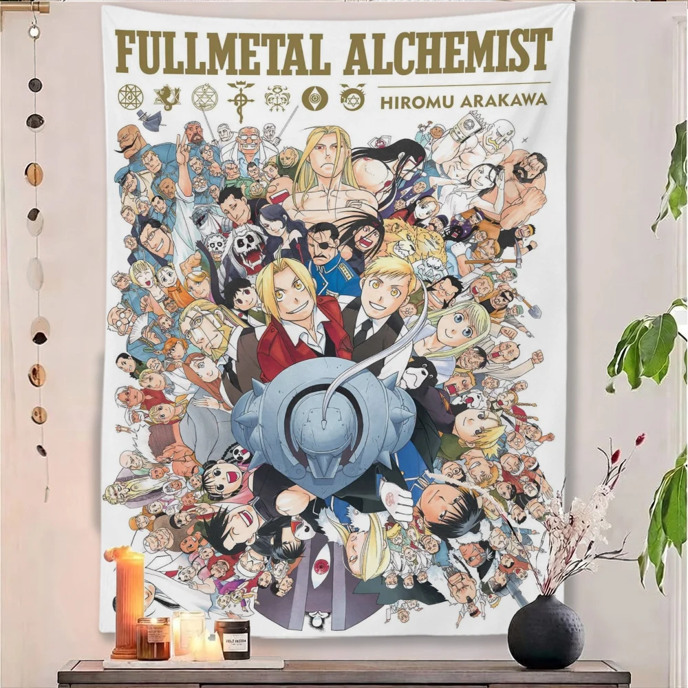 Fullmetal Alchemist  Anime Tapestry All Characters Group Print Wall Hanging Background Cloth Bedroom Dorm Decor