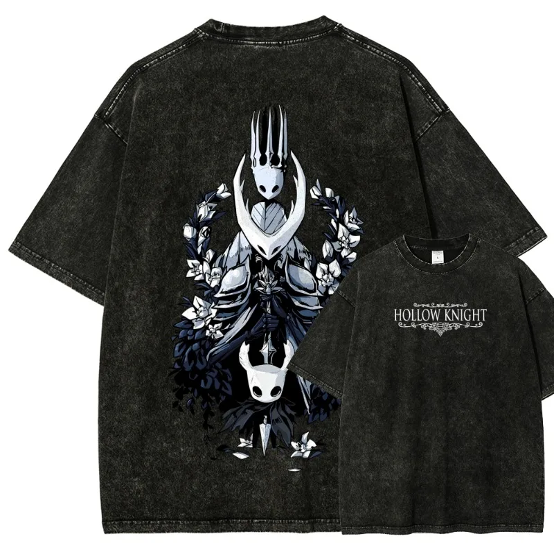 New Game Hollow Knight Peripherals Graphic Print Washed Vintage Hot T-shirts Men Women Gothic Loose Casual Cotton Oversized Tees