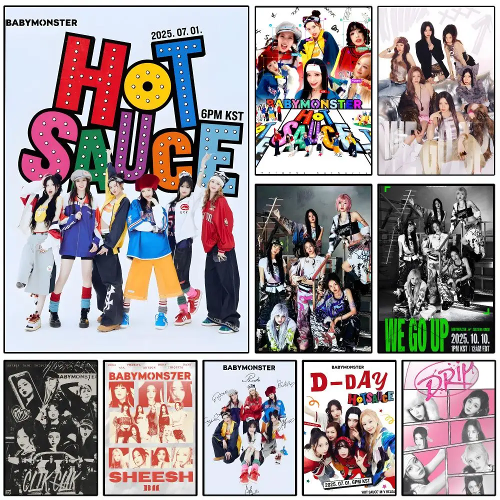 Kpop BBB-Baby Monster Poster Self-adhesive Art Waterproof Paper Sticker Coffee House Wall Decor