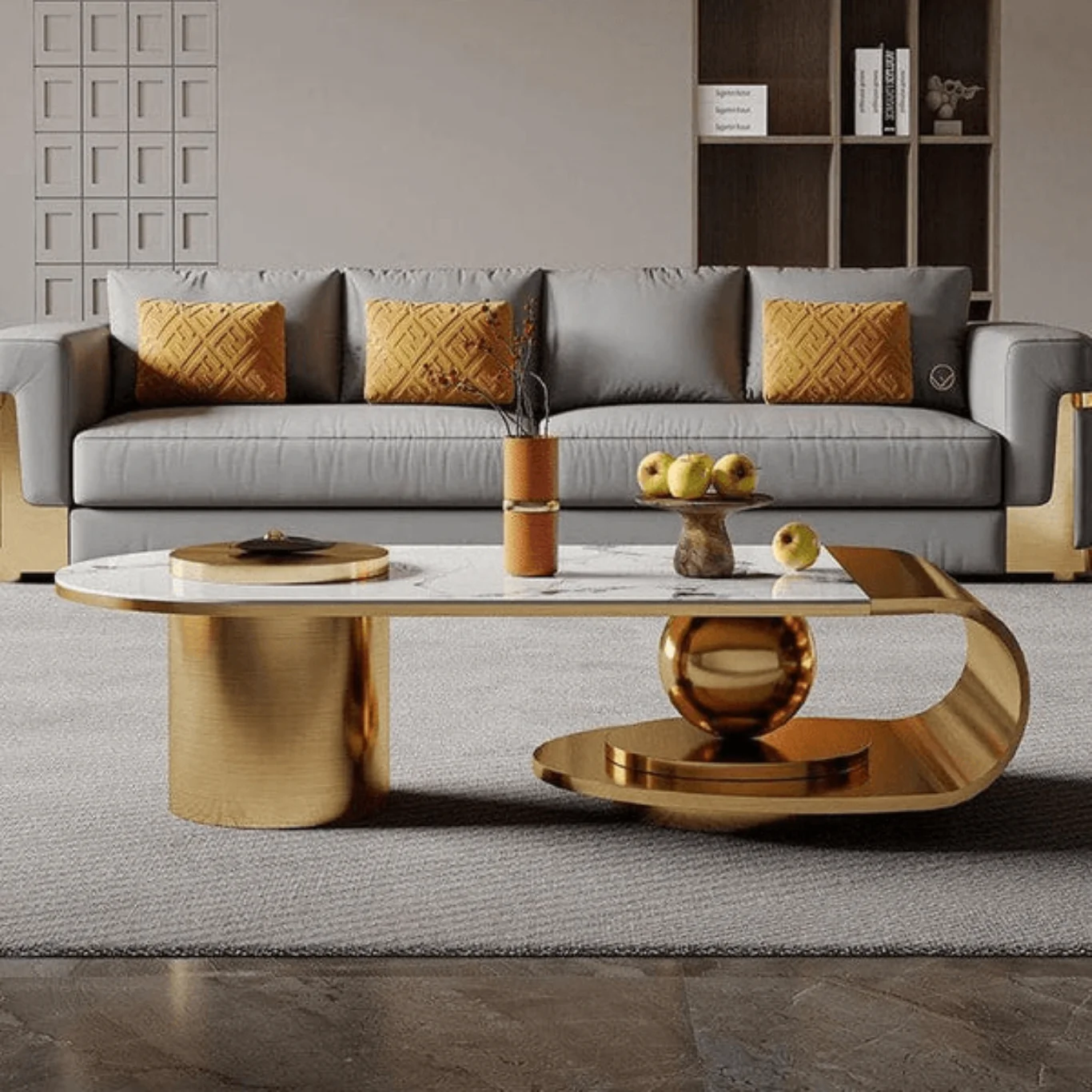 Modern Titanium Stainless Steel Marble Coffee Center Tables Light Luxury Living Room Furniture for Home Use InstantTraders