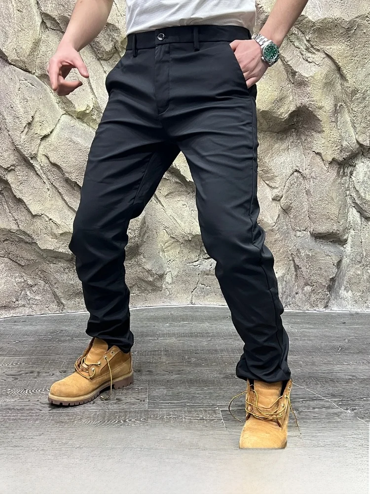 

Утепленные мужские повседневные брюки на осень-зиму, прямые, эластичные, модные, для молодежи