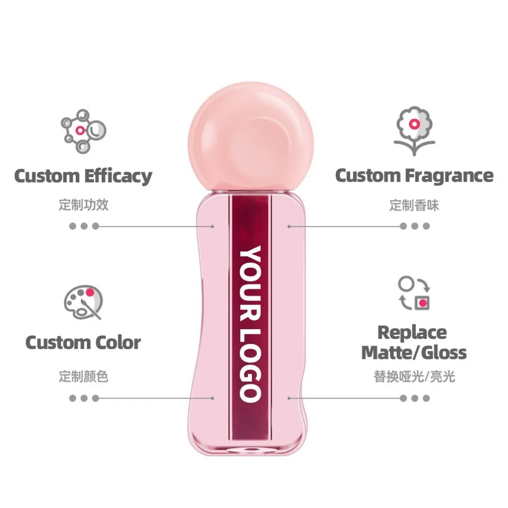 ลิปออยล์มอยเจอร์ไรเซอร์วีแกนแบบฉลากส่วนตัว 3 มล. ลิปกลอสเนื้อฉ่ำ สีติดทนนาน แต่งหน้าได้ 3 in 1 ใช้ได้ทั้งแก้มและปาก สีผลไม้