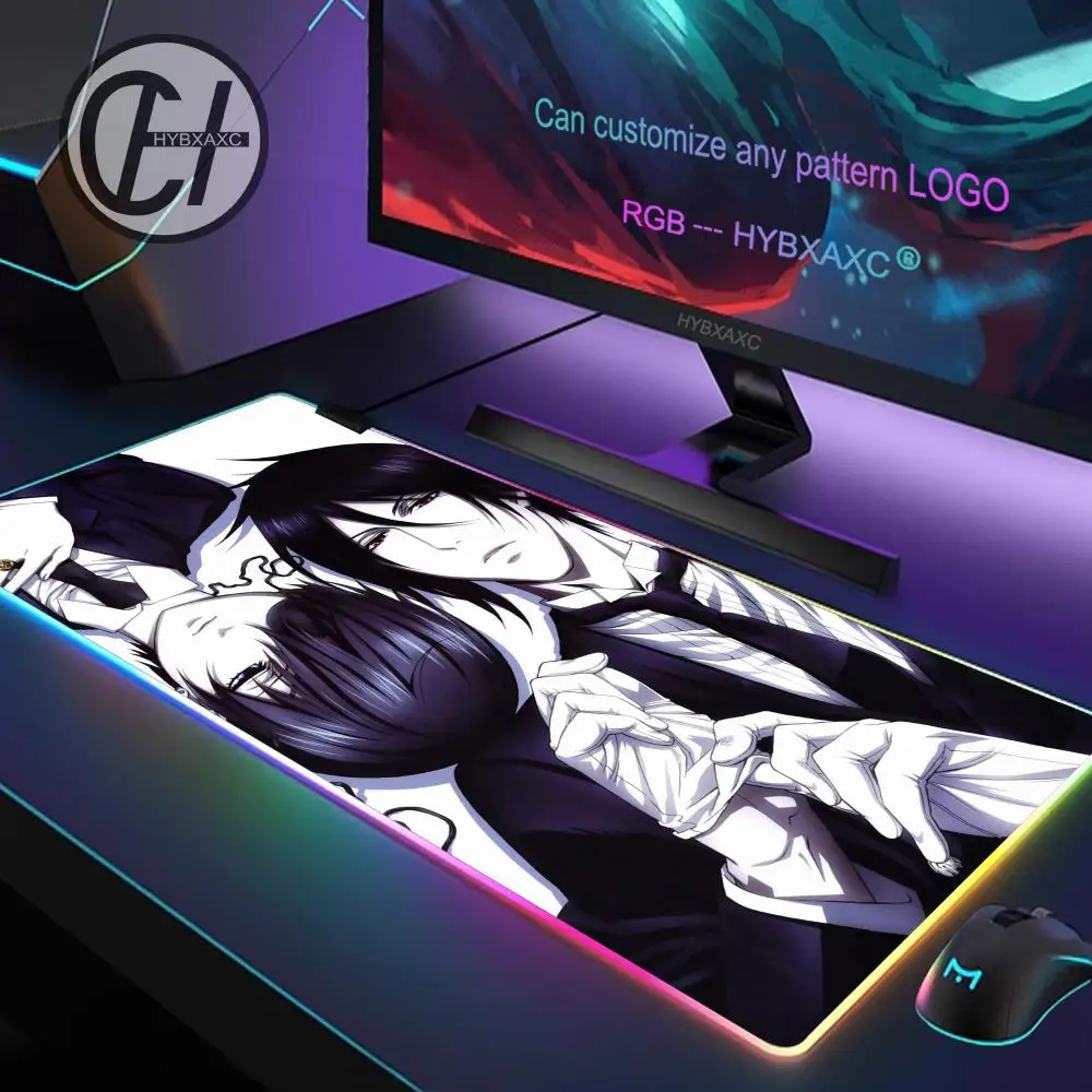 

Аниме Черный дворецкий Коврик для мыши RGB Игровой коврик для мыши Настольный коврик HD Gamer Большой светодиодный светильник XXL Коврики для мыши ПК Компьютерный ковер