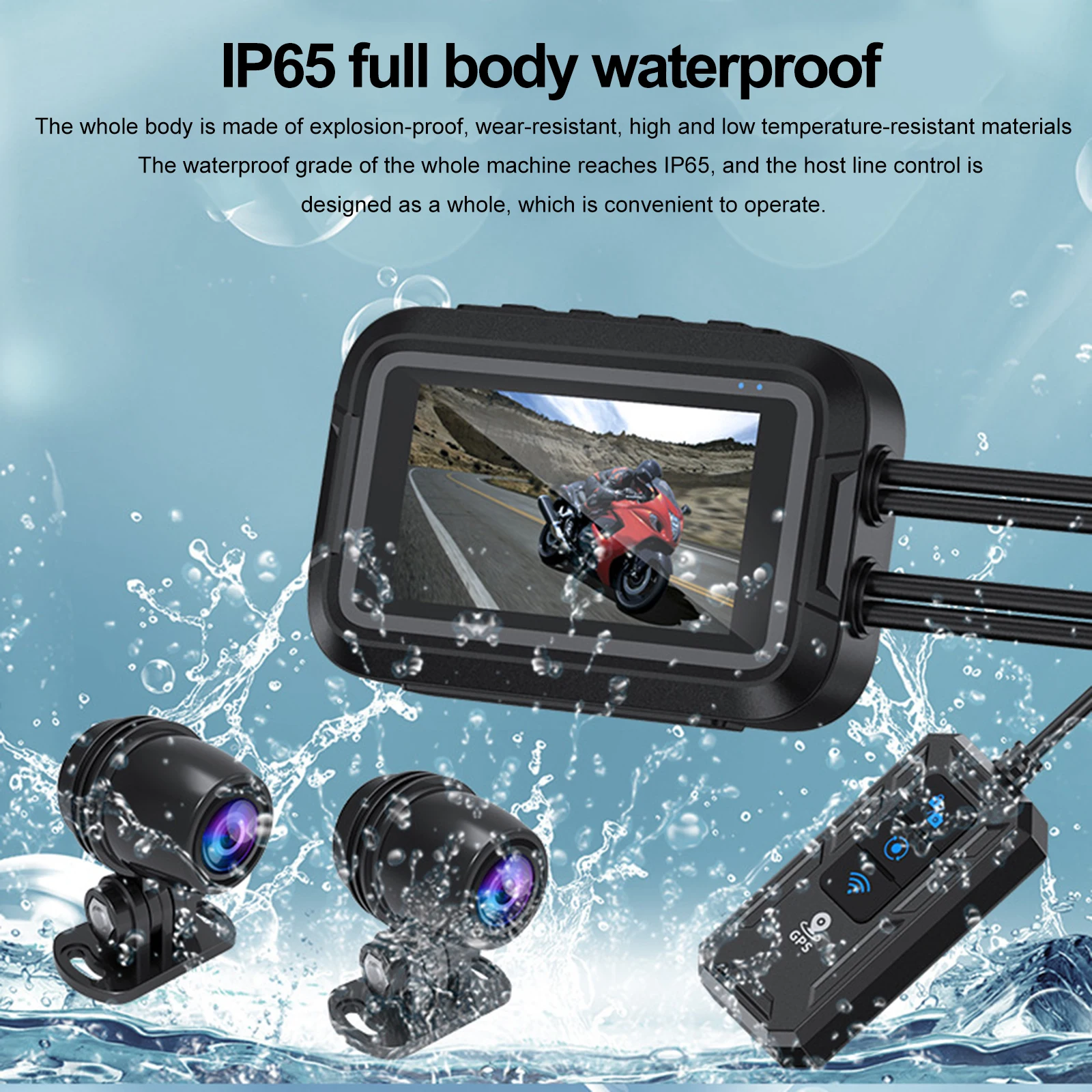 Motorcycle Driving Recorder Special DVR 3.0 Inch Waterproof Screen With Dual 1080P Cameras Support Wifi Connect Phone GPS Track