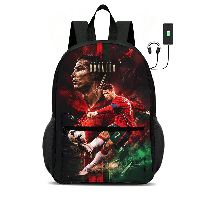 Football Star Knapsack Ronaldo Backpack Learn, Travel School Bags Large Capacity Bags Football Sport Student Rucksack