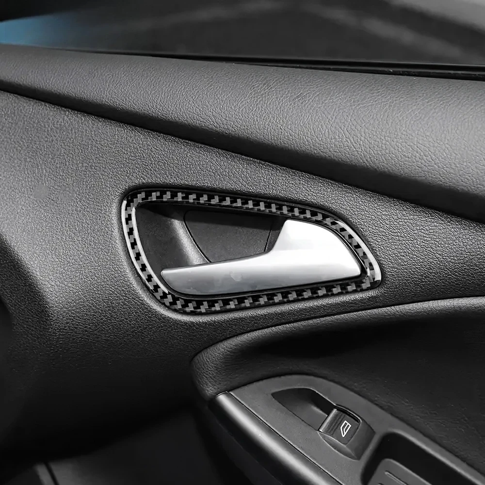Real Soft Carbon Fiber Sticker For Ford Focus SE RS ST Ecoboost 2015 2016 2017 2018 LHD RHD Car Inner Door Handle Panel Trim