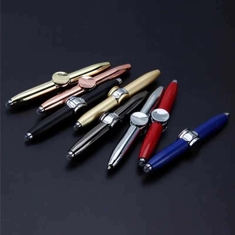 Led Spinning Pen Fidget Anxiety Decompression Gyro Metal Ballpoint Pen Office School Supplies Writing Pens Toys For Kids Adults