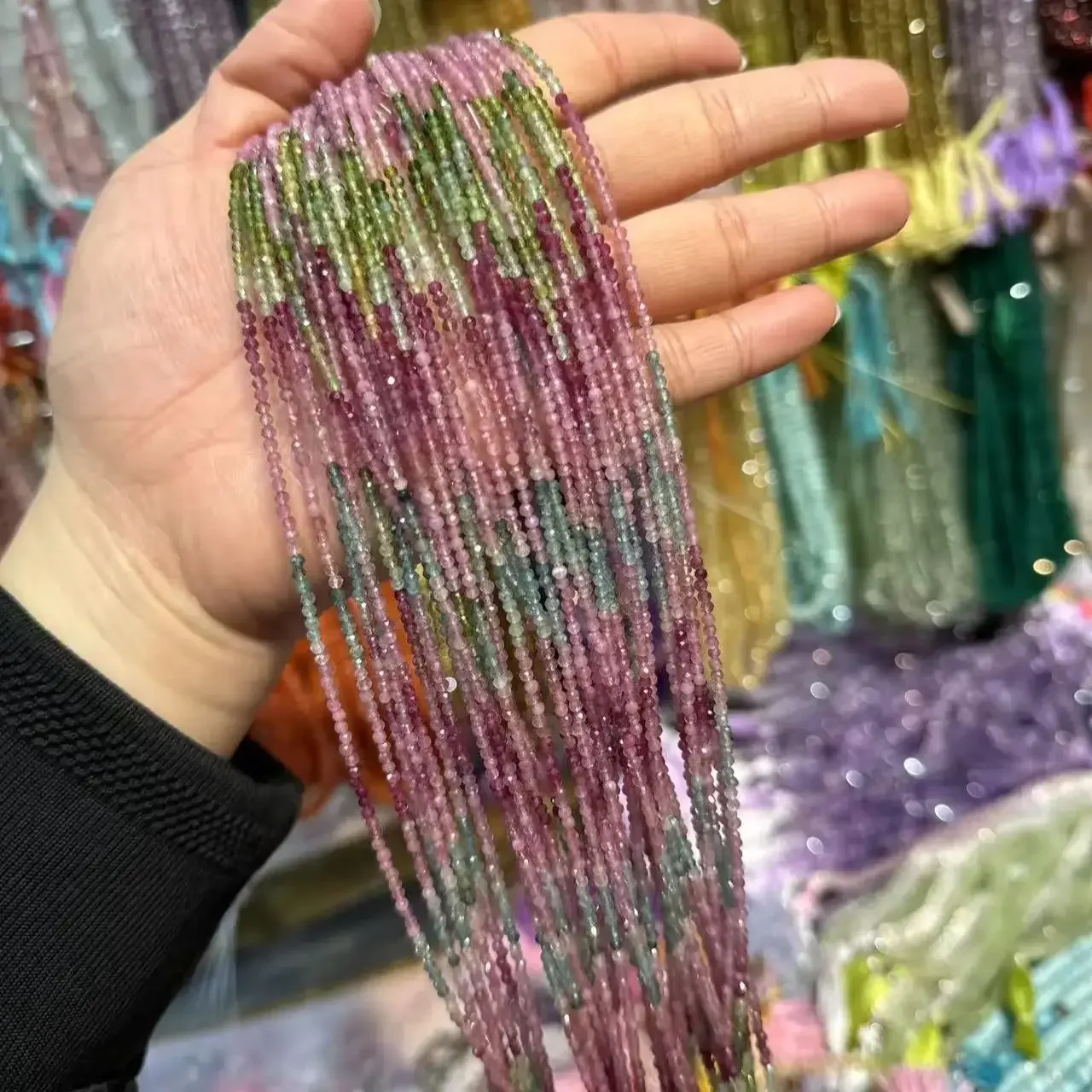 

AAA Natural Gradient color Tourmaline Gemstone Faceted 38cm Loose Beads for Jewerly Making Design Fashion Stone DIY Necklace