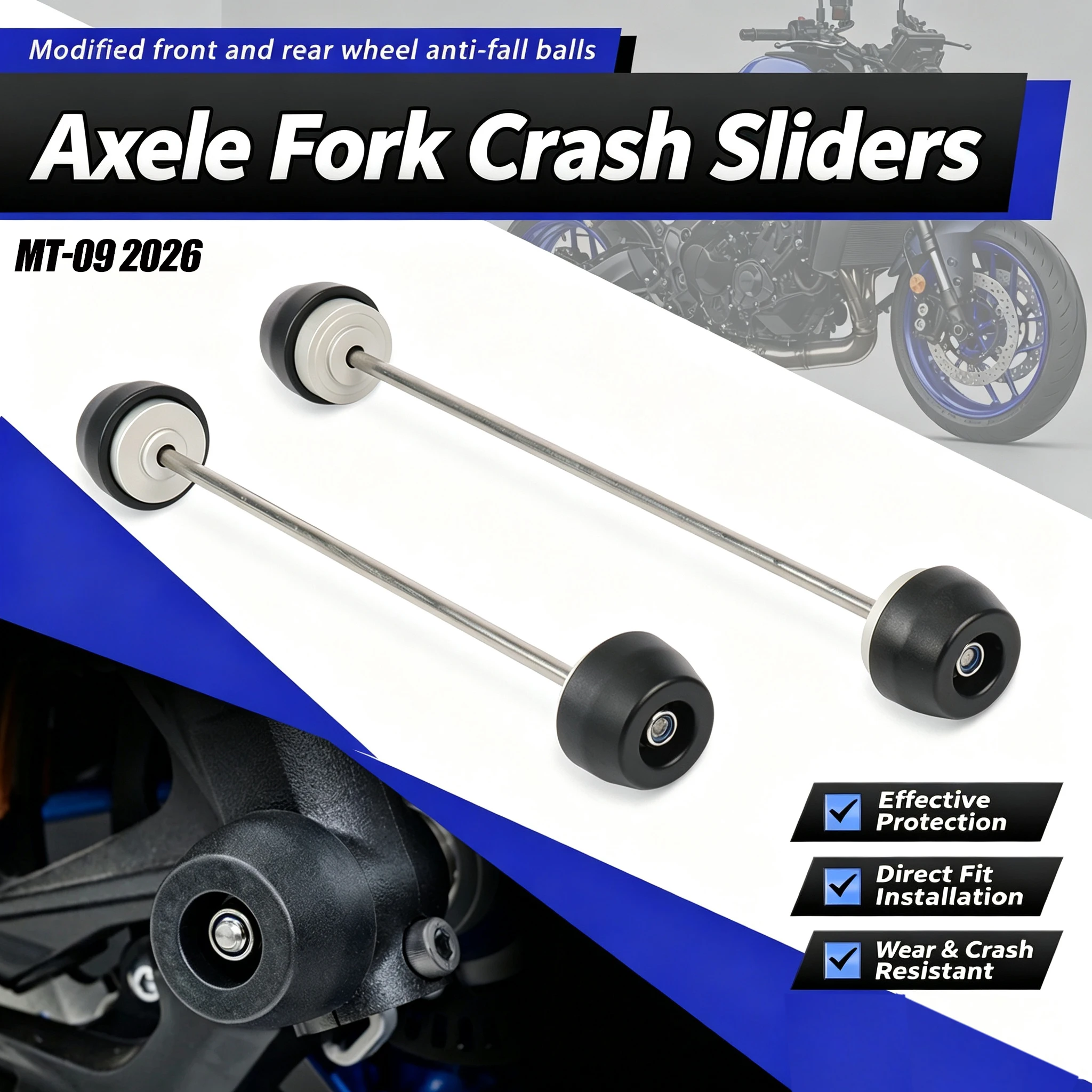 Crash Sliders For MT-09 Motorcycle Accessory Front & Rear Axle Fork Crash Sliders Wheel Protector For MT-09 MT 09 MT09 2026