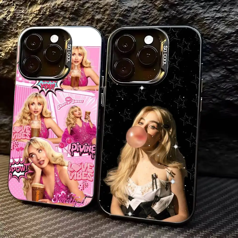 

S-Sabrina C-Carpenter Singer Phone Case For iPhone 17,16,15,14,13,12,11 Plus,Pro Max,XS,Colorful Silver Black Cover