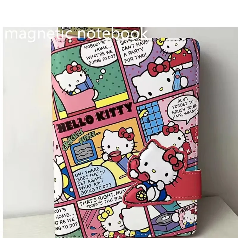 Kawaii sanrio Hello Kitty PU Magnetic Closure Design B5 Notebook 96 Sheets with Bookmark Journal Book Handbook for Student