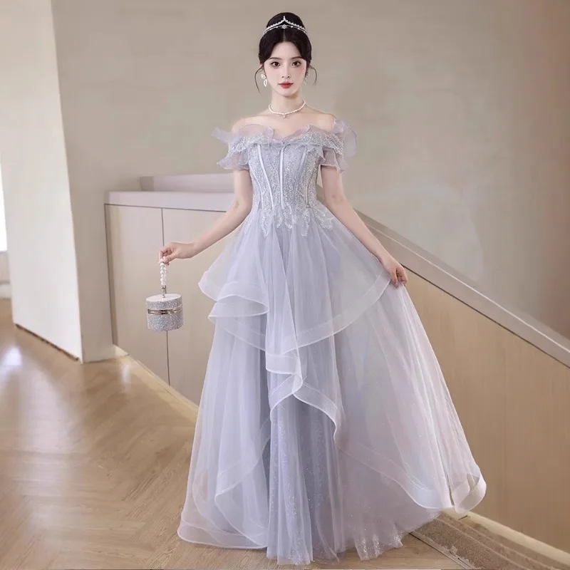 2025 vestido de noite de um ombro primavera luz luxo pequeno high-end ombro braçadeira vestido formal feminino elegante vestidos de noite