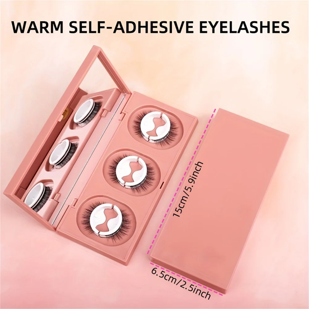 3 Pairs of Reusable False Eyelashes, Self-Adhesive Lashes That Don't Require Eyeliner or Glue and Are Easy to Wear