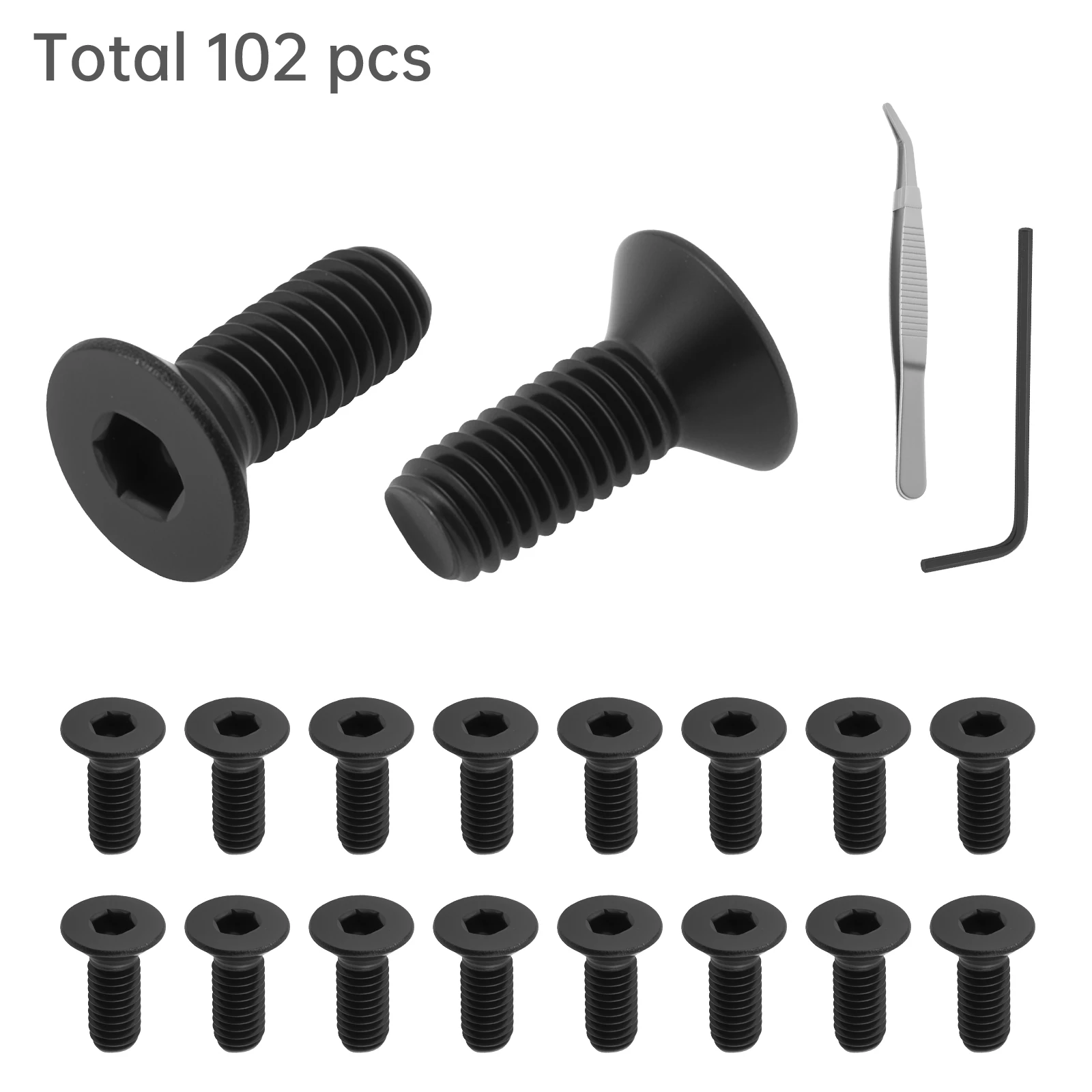 100Pcs Hexagon Hex Socket Head Flat Countersunk Bolt Screw Stainless Steel M3 x 8mm Hex Socket Bolts Screws Allen Wrench Tweezer