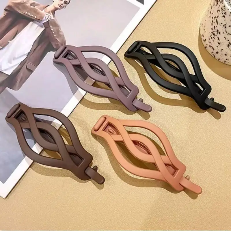 4Pcs Vintage Twisted Non-Slip Buckle French Flat Round Hair Clips For Thick Thin Hair Women Girls