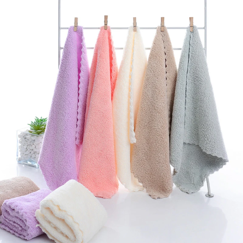 10Pcs Thickened Microfiber High-density Coral Fleece Towel Quick Dry Clean Face Soft Absorbent Towel