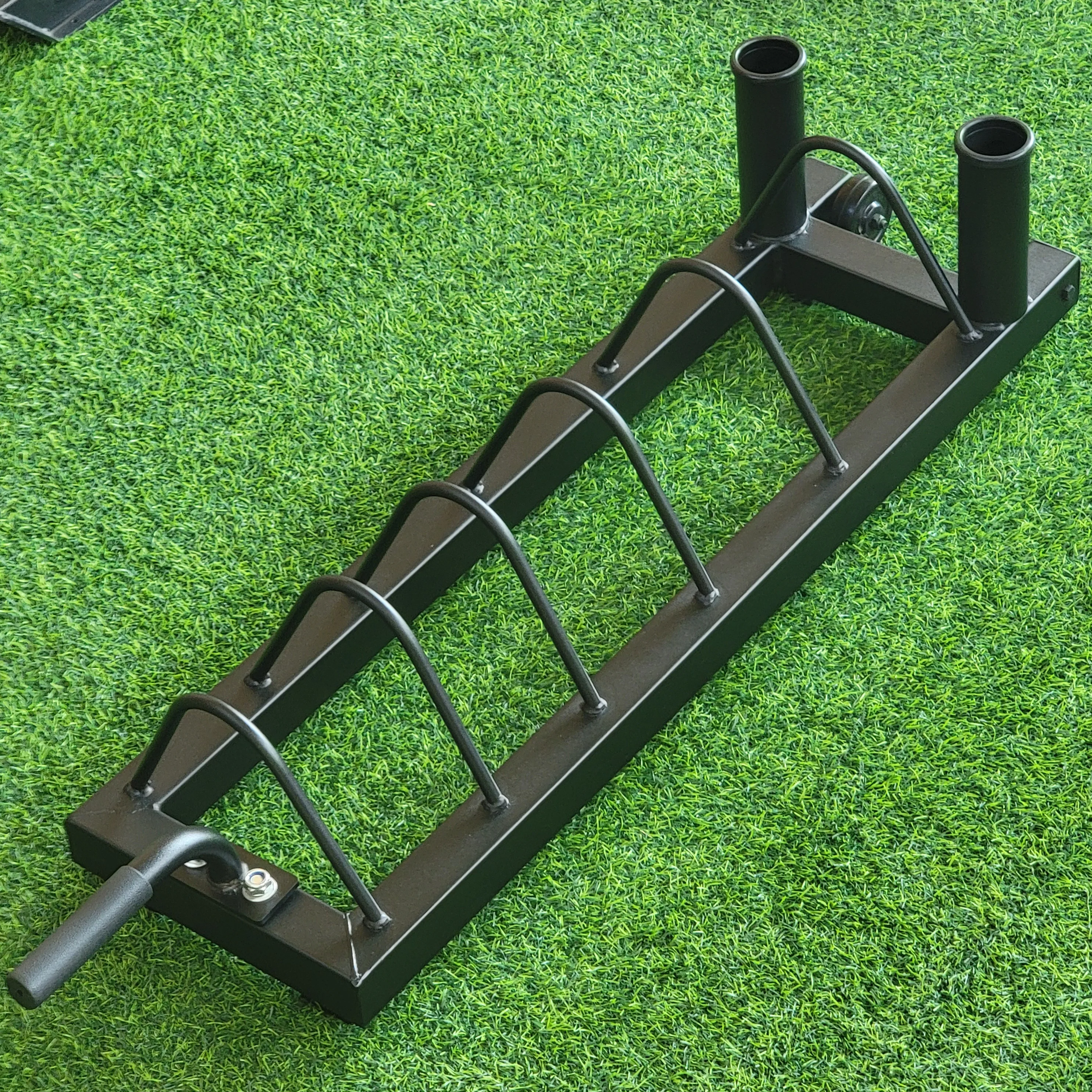 Movable Barbell Bumper Plate Storage Rack with Grip Wheels Gym Equipment