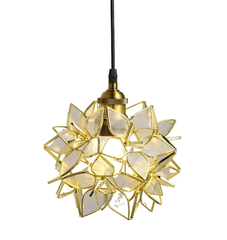 

*Retro all-copper chandelier simple modern bedside bedroom light color warm romantic French chandelier
