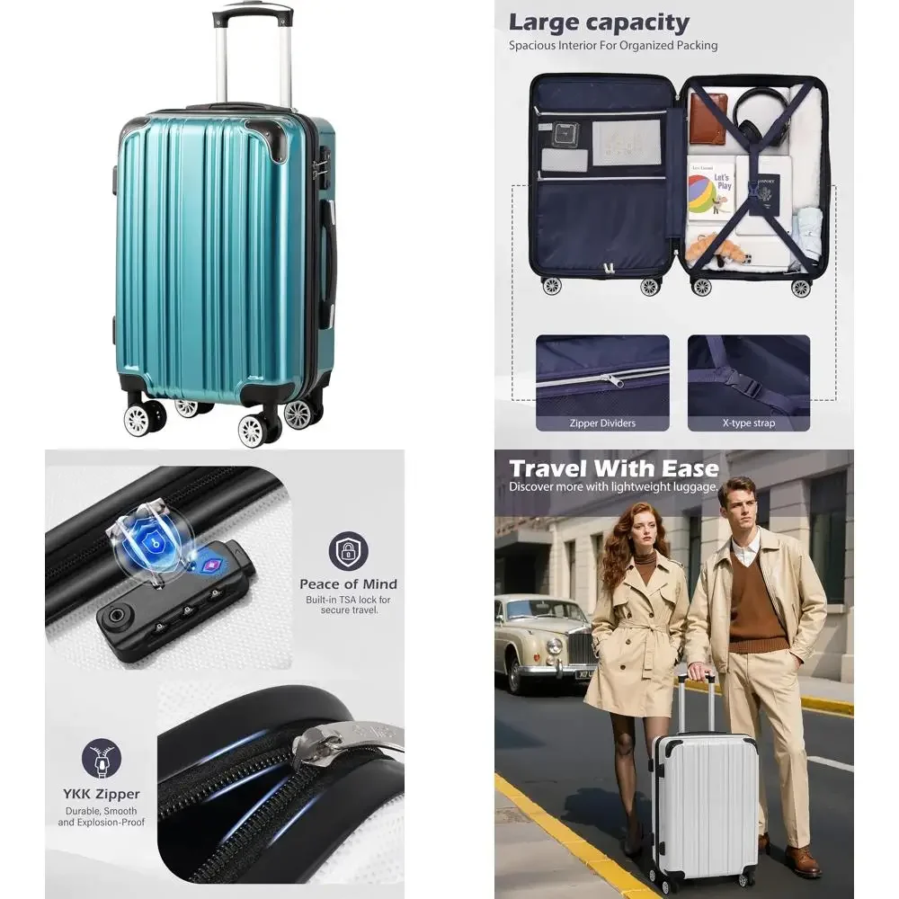 

Расширяемый чемодан PC+ABS Spinner 20 дюймов 24 дюйма 28 дюймов для ручной клади — новый зеленый, средний размер (24 дюйма)