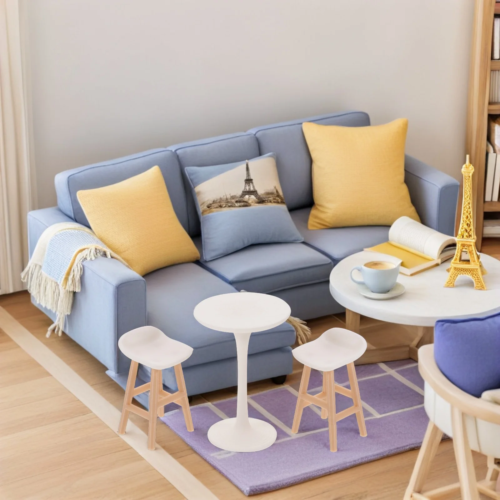 

1 комплект, 1 комплект, мини-стол-бистро, стулья, масштаб 1:20, набор мебели для кукольного домика для сказочного садового декора, детские игры в винтажном стиле, миниатюра