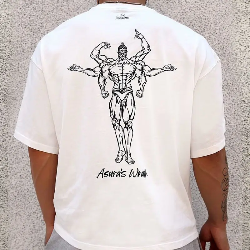 

Новинка 2026, модная мужская и женская свободная футболка с короткими рукавами и круглым вырезом с принтом «Асура Урата» и простой линии
