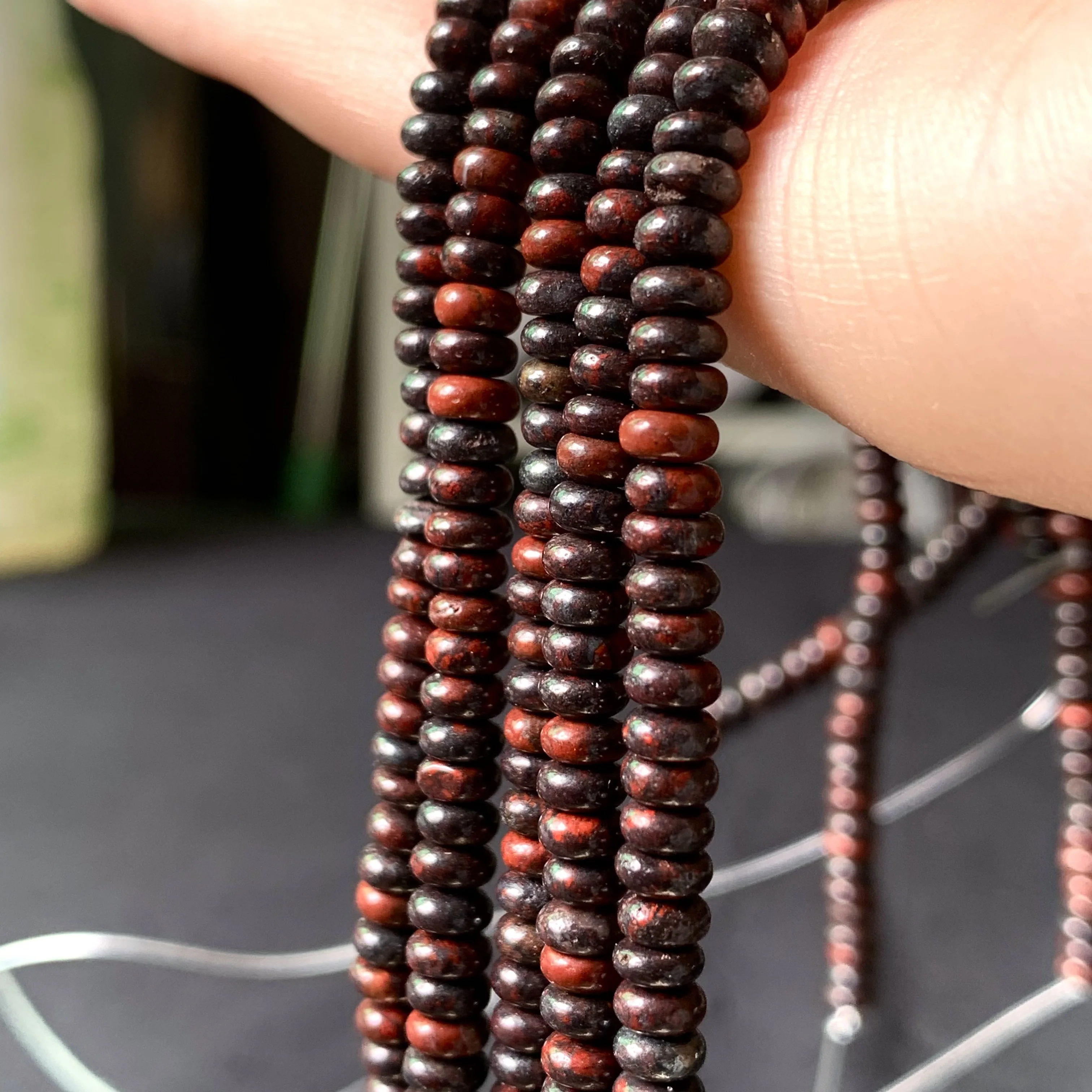 4x2MM batu alam bulat datar manik manik manik besar Jasper longgar untuk membuat perhiasan DIY gelang kalung