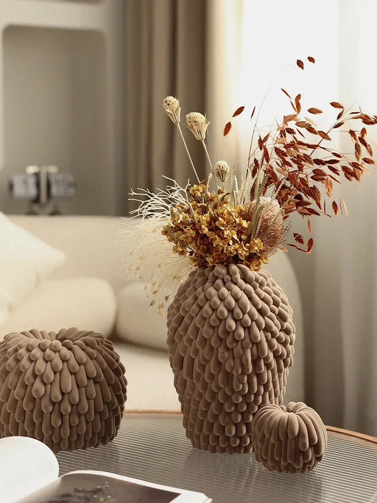 Modern Minimalist Flocking Art Flower Creative Home Dried Flowers Flower Arrangement Decoration Ornaments