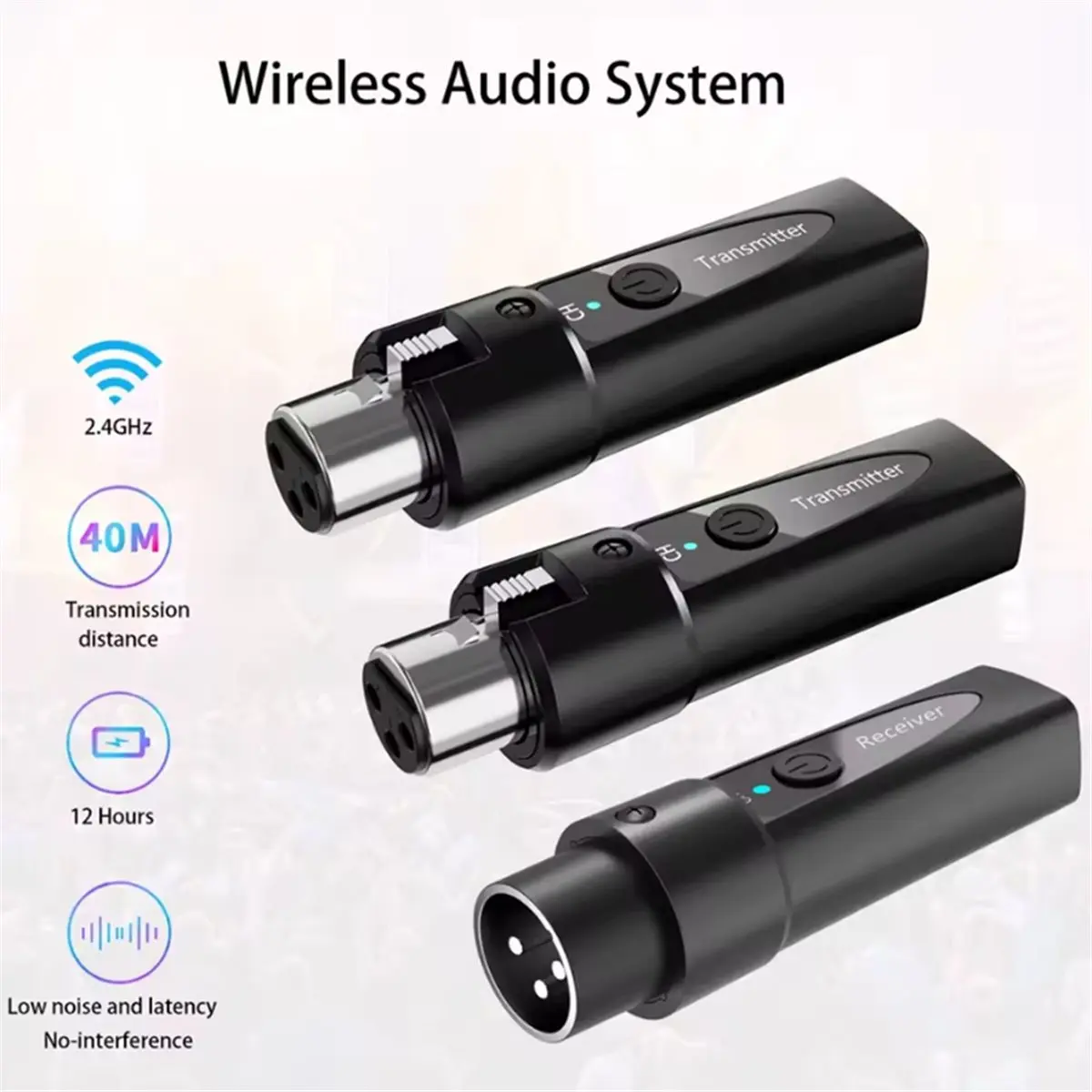 A23G XLR Wireless Microphone Transmitter Receiver 2.4Ghz Microphone Wireless System Rechargeable Wireless Mic Audio Adapter B