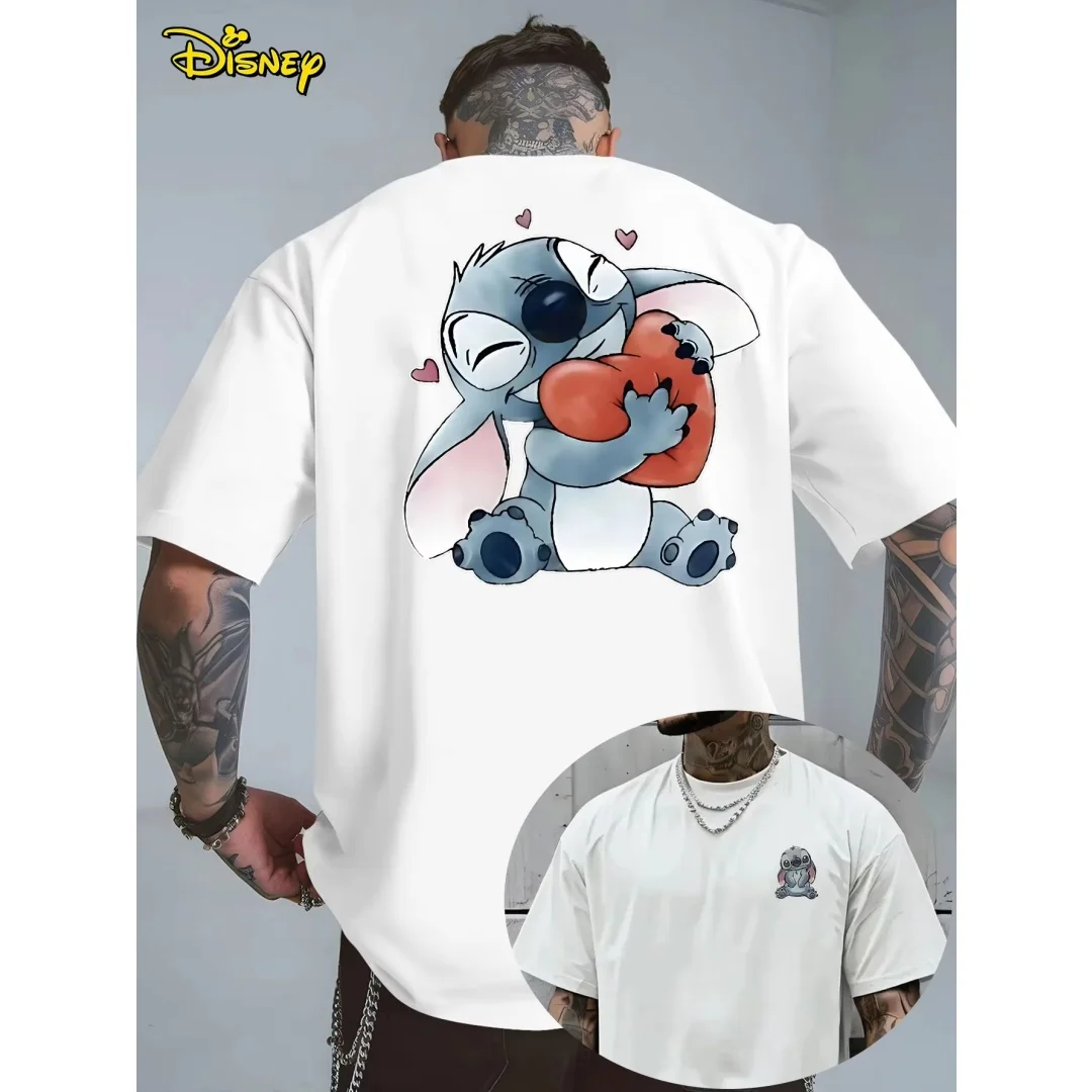 Camiseta de manga corta con gráfico de Stitch de Disney, moda deportiva de verano, Camiseta de algodón puro para hombre, ropa para niños, camiseta Y2k para mujer