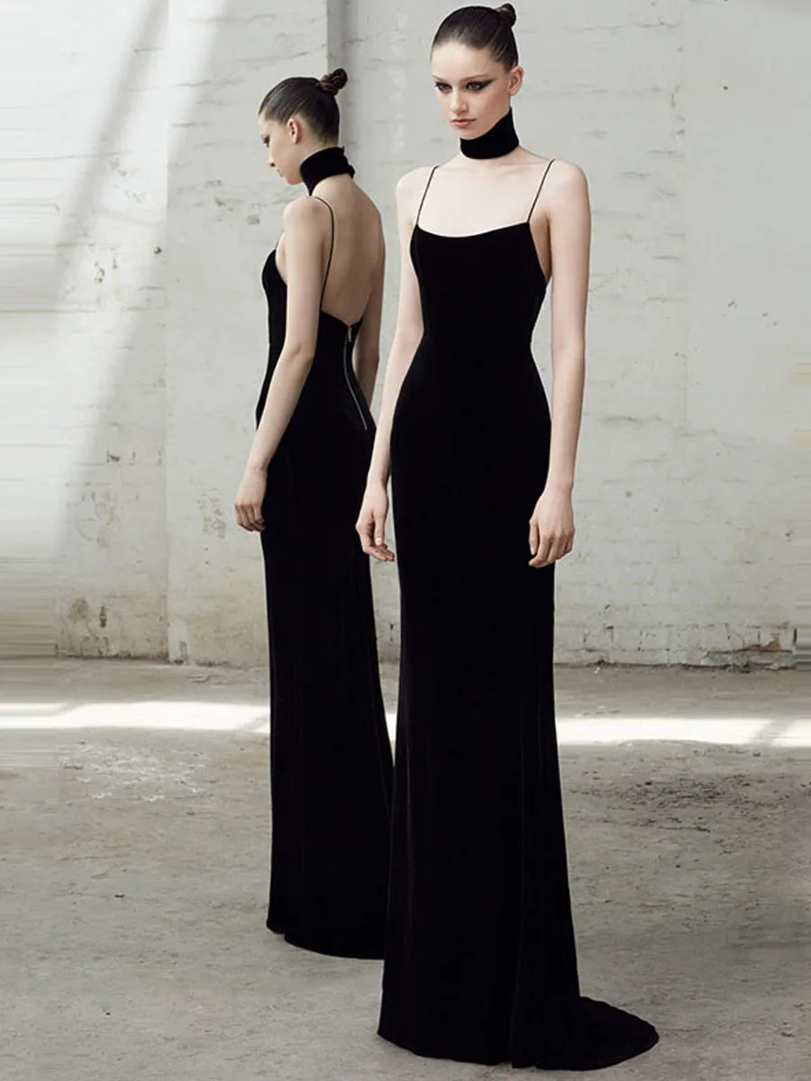 

Ele Velvet Evening Gown with Fi Tail Design for Par Host Sexy High Waist Long Dr Suitable for Various Ocns