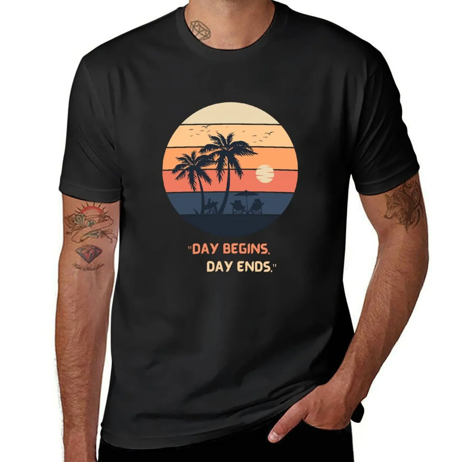 Day begins, day ends. T-Shirt anime boys whites quick-drying new edition mens graphic t-shirts