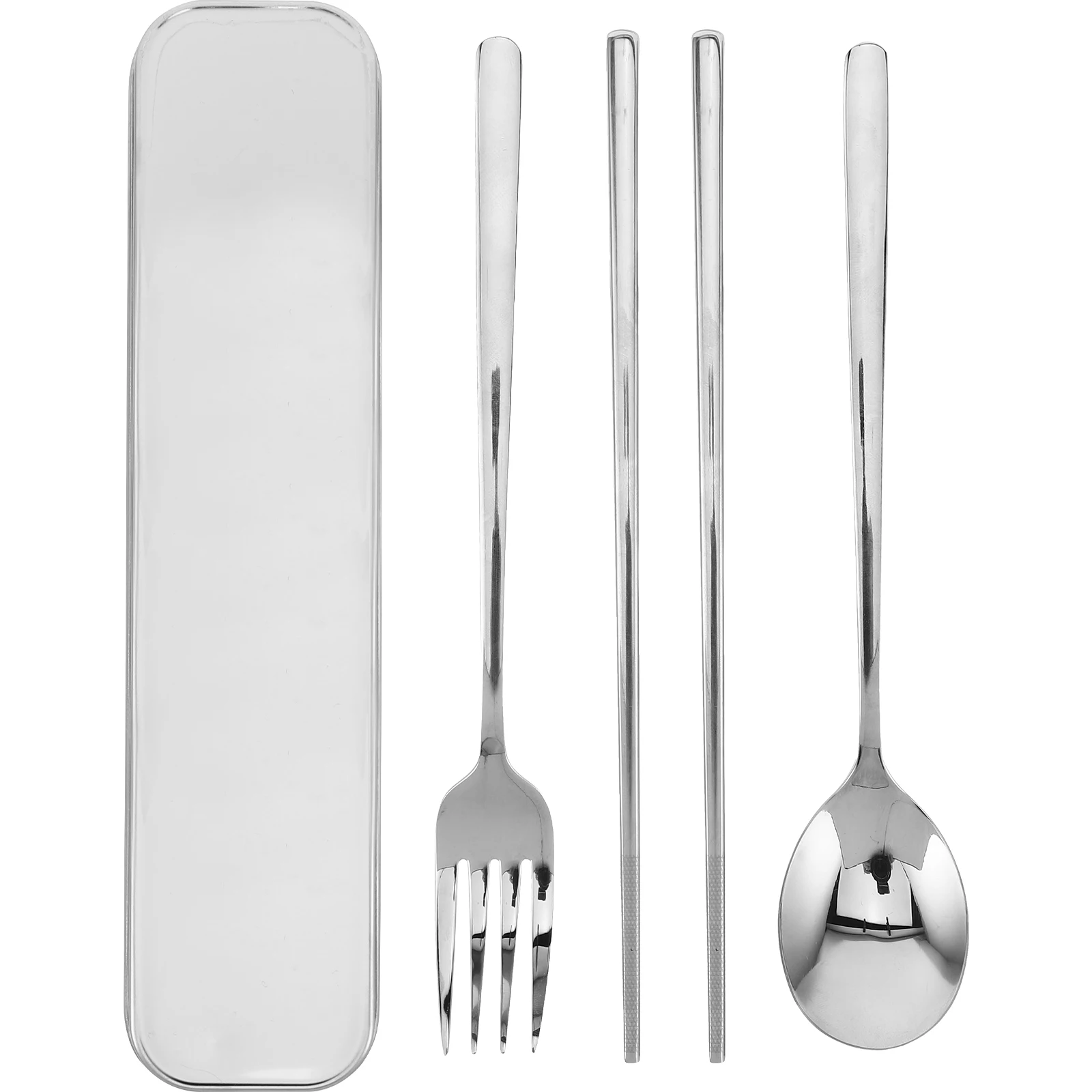 

1Set Portable Stainless Steel Cutlery Set Reusable Fork Spoon Chopsticks for Camping Travel Office Lightweight Utensils with