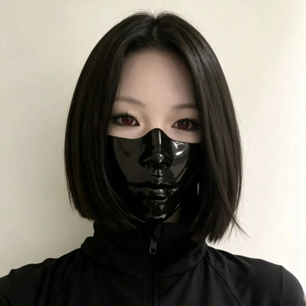 Cyberpunk Style Half Face Mask Technological Decorative Halloween Mouth Cover Hip Pop Exquisite Masquerade Mask Cosplay