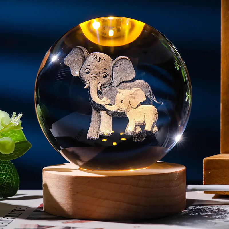 3d Panda Laser Gesneden Kristallen Bol Kleurrijke Led Night Light Verjaardag Kerst Valentijnsdag Geschenken Vriendinnen Familie Kinderen