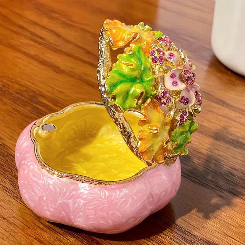 

Китайский классический стиль, металлическая эмалированная шкатулка для драгоценностей, цветочный дизайн, ожерелье, серьги, коробка для хранения, креативное украшение для рабочего стола