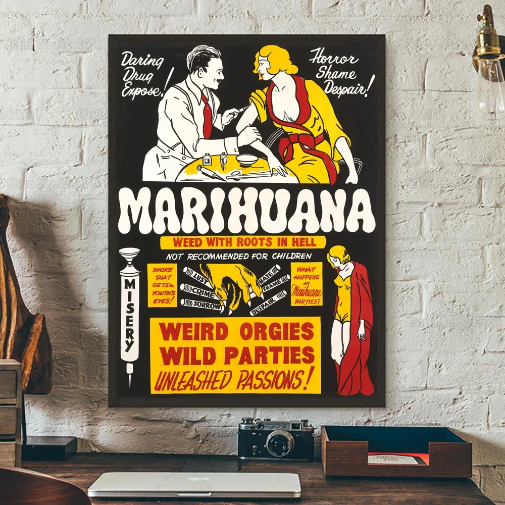 1930's Anti-Marijuana Campaign Poster Vintage Style Canvas Painting Wall Art Decor