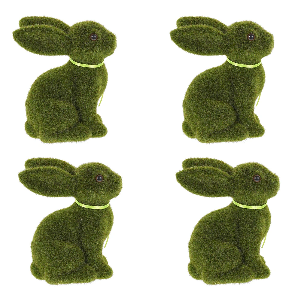 

4Pcs Easter Flocked Rabbit Lovely Lifelike Artificial Decor Gift Friends Home Yard Garden Decoration Easter Flocked Rabbit