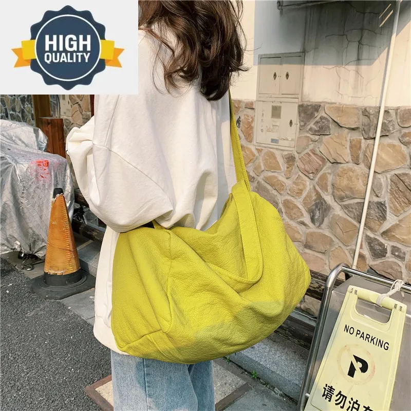 

Korean literary Japanese fan handbag student shoulder PU fashion simple chic messenger fitness travel backpack