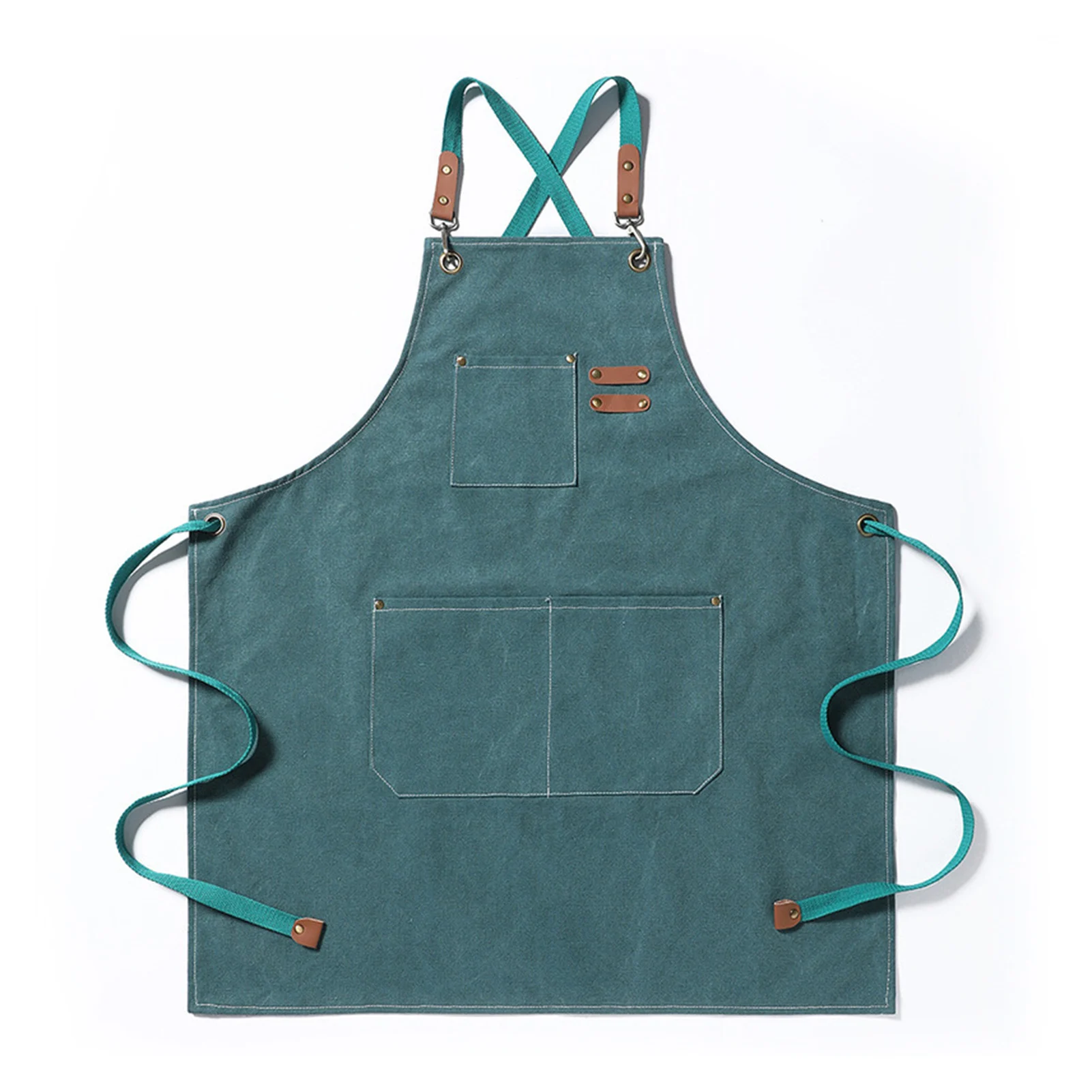 Fashionable Women's Solid Apron With Pocket Waterproof Oil Proof Adjustables Washable Denim Apron For Home Kitchen Restaurant