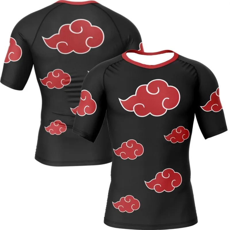2026 New Akatsuki Theme Classic Red Cloud Tight-Fitting Quick-Drying Shirt Anime IP Breathable and Anti-Abrasion Clothing Unisex